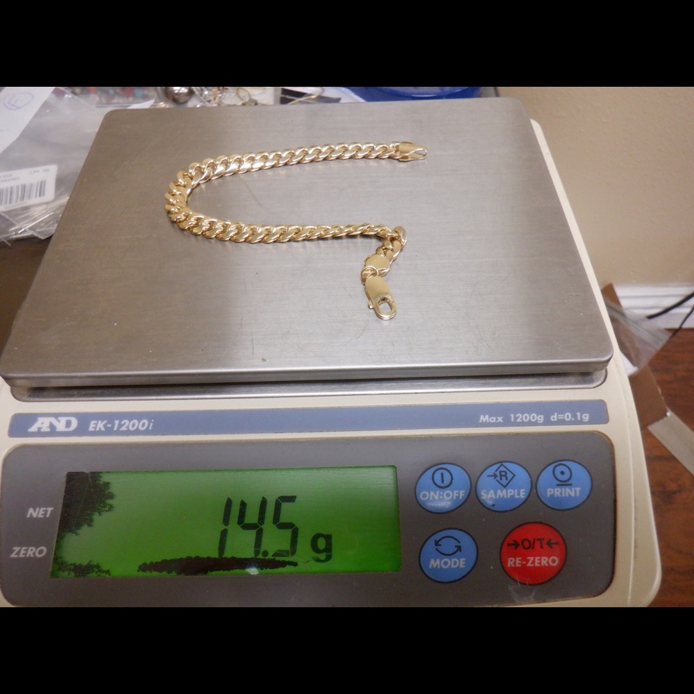 NEW  14k  yellow gold Cuban link 7.5 width - Picture 3 of 4